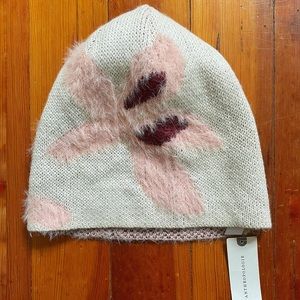 NWT Anthropologie beanie hat floral bloom pink white 38% wool